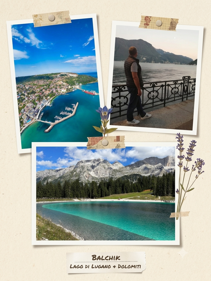 Collage di Balchik, Lago di Lugano e Dolomiti